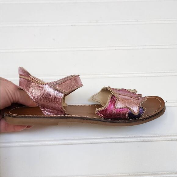Mini Boden Girls Metallic Star Sandals Size 1 Metallic Pink - Picture 5 of 11